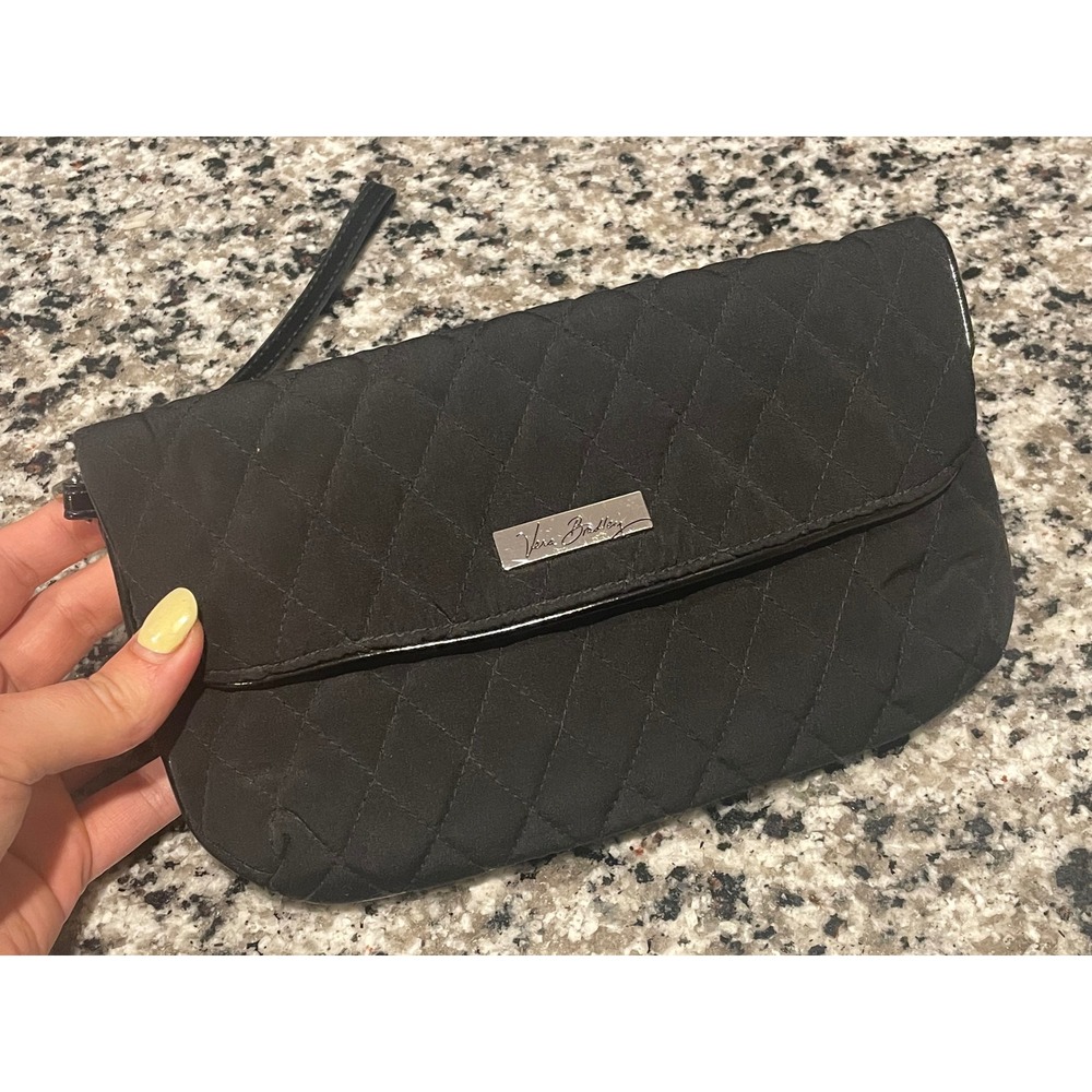 Vera Bradley Black Quilted Wallet Wristlet Clutch Organizer Zip Around